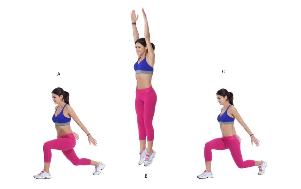 Bài tập giảm mỡ toàn thân: Jumping lunges