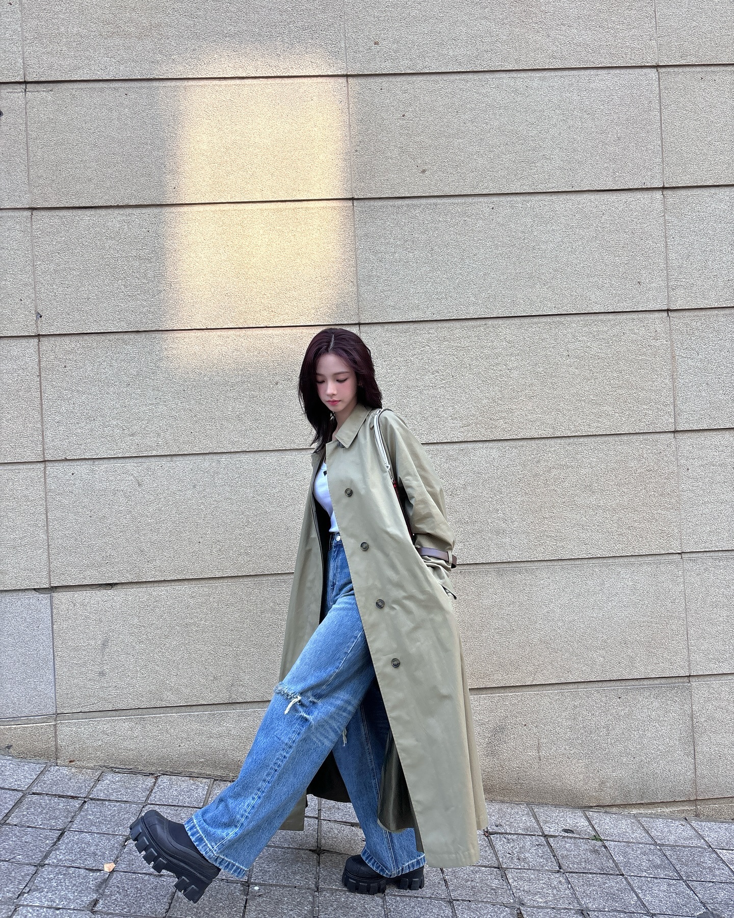 karina - prada trench coat